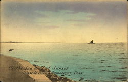 On the Sea Wall at Sunset, Seaside Park Postcard