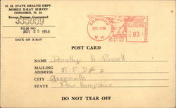 NH State Health Dept. Mobile X-Ray Survey Concord, NH Postcard Postcard Postcard