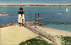 Scene at Brant Point Light Nantucket, MA Postcard Postcard Postcard