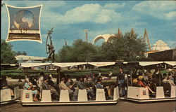 Glide-a-Ride Train and Rocket Thrower Postcard