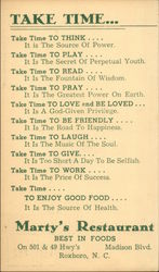 Take Time - Marty's Restaurant Roxboro, NC Postcard Postcard Postcard