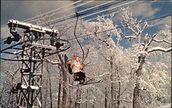 Skier on Chairlift, Mt. Sunapee State Park New Hampshire Postcard Postcard Postcard