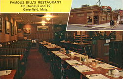 Famous Bill's Restaurant, On Routes 5 and 10, Greenfield, Mass. Postcard