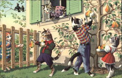 Cats picking pears Postcard