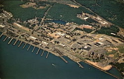 Aerial View of US Naval Subamarine Base, New London Groton, CT Postcard Postcard Postcard