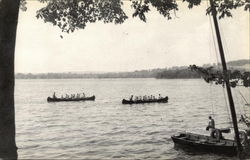 Boys of Camp Wonposet Canoeing on Lake Postcard