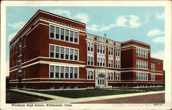 Street View of Windham High School Willimantic, CT Postcard