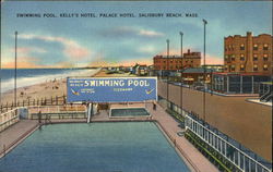 Swimming Pool, Kelly's Hotel. Palace Hotel Salisbury Beach, MA Postcard Postcard Postcard