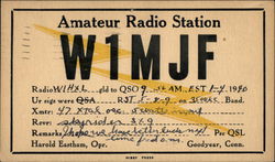 Call Sign W1MJF - Harold Eastham, Goodyear Postcard