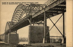 Close Up of New Highway Bridge Spanning Conn. River Postcard