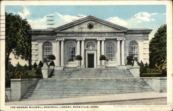 The George Maxwell Memorial Library Rockville, CT Postcard