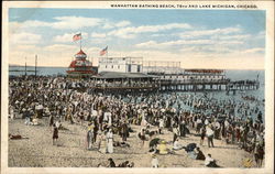 Manhattan Bathing Beach, 75th and Lake Michigan Postcard