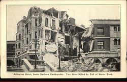 Arlington Hotel, Santa Barbara Earthquake Postcard