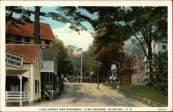 Lake Avenue and Broadway, Camp Grounds Alton Bay, NH Postcard Postcard Postcard