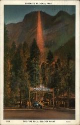 The Fire Fall, Glacier Point - Camp Curry Postcard