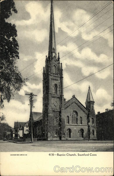 Street View Of Baptist Church Stamford, CT Postcard