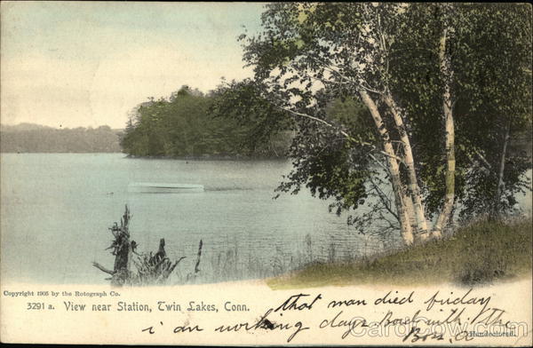 View near Station Twin Lakes, CT Postcard