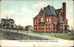 Bristol High School and School Visitors House Connecticut Postcard Postcard Postcard