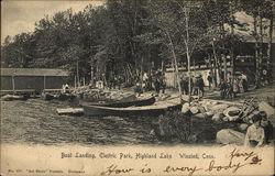 Boat Landing, Electric Park, Highland Lake Postcard