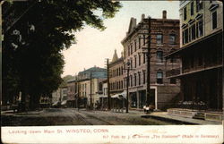 Looking Down Main St. Postcard