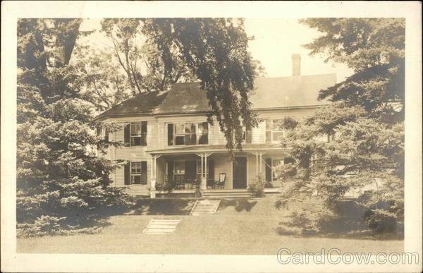 Large House with Yard and Trees Woodstock, CT Postcard