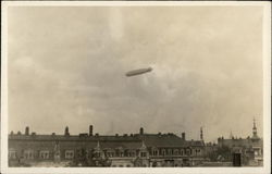 Blimp Flying High Above Buildings Airships Postcard Postcard Postcard