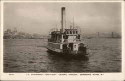 U.S. Government Ferry Boat "General Hancock", Governor's Island, NY Postcard