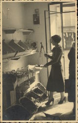 Woman Weighing Vegetables at a Food Market Women Postcard Postcard Postcard