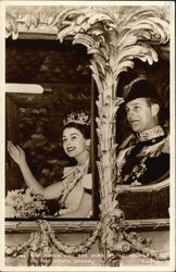 Queen Elizabeth II and Duke of Edinburgh in State Coach Royalty Postcard Postcard Postcard