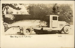 Fish - The Big One Got Away Exaggeration Postcard Postcard Postcard