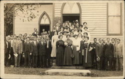 Large Group of People Outside Church Hendricks, WV Postcard Postcard Postcard