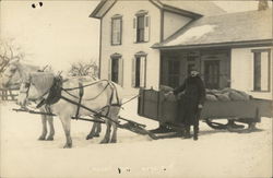 Horses & Sleigh in Winter - Wllison R. Hudmall Postcard