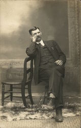 Photo of Man Sitting - Ellison R. Hudnall Courtland, MI Postcard Postcard Postcard