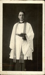 Priest Holding Bible Religious Postcard Postcard Postcard