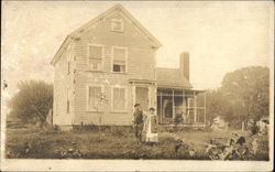 People Posing in front of Farm House West Medway, MA Postcard Postcard Postcard