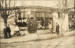 Men Posing in front of a Storefront Millis, MA Postcard Postcard Postcard