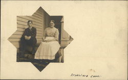 People Sitting on their Porch Steps Postcard