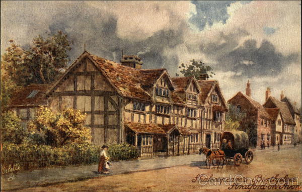 Shaekspeare's Birthplace Stratford-on-Avon Poems & Poets Postcard