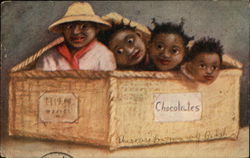 Black Children in Box Postcard