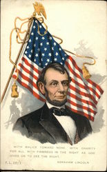 Abraham Lincoln in Front of U.S. Flag Postcard