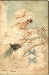 Mother and Baby in Frilly Dress Postcard