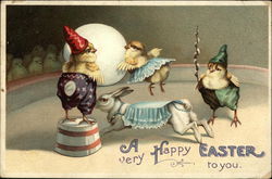 Easter with Chicks and Bunny as Circus Performers Postcard Postcard Postcard