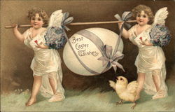 Best Easter Wishes: Angels Carrying Egg With Angels Postcard Postcard Postcard