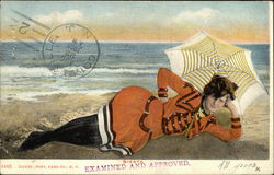 Woman in Swimsuit Resting on the Beach Postcard