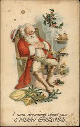 Santa Sleeping in Chair Postcard