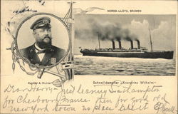 German Express Liner Kronprinz Wilhelm and Captain Photo Steamers Postcard Postcard Postcard