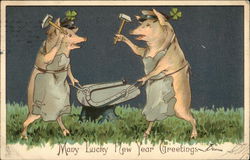 Many Lucky New Year Greetings Postcard