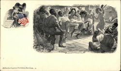 Black People Dancing and Playing Music Illustration Black Americana Postcard Postcard Postcard