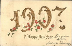 A Happy New Year, 1907 Year Dates Postcard Postcard Postcard