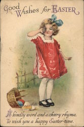 Good Wishes for Easter - Little Girl Drops Easter Basket Postcard